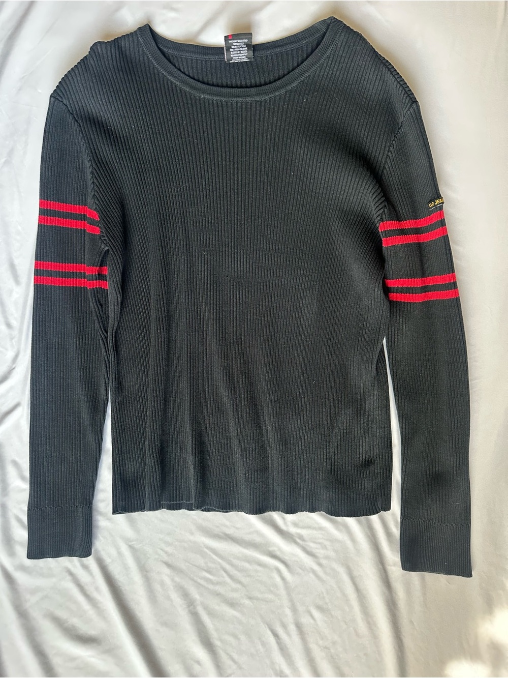 Ralph Lauren Black Ribbed Cotton Crewneck Sweatshirt